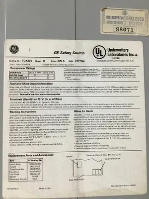USED GENERAL ELECTRIC TG4324