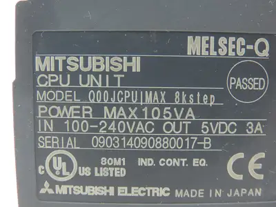 Mitsubishi Q00JCPU PLC Processor CPU 100-240VAC Input 5VDC Output Missing Cover