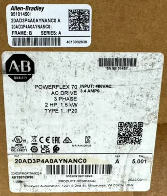 USED ALLEN-BRADLEY POWERFLEX 70