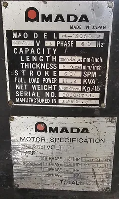 USED 1990 AMADA M-3060