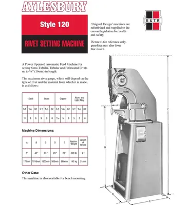 USED AYLESBURY STYLE 120 - RIVET SETTING MACHINE