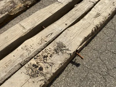 (2) Used Wood Crane Mats, approx. 18’ long, 40” and 47” widths, approx. 8” thick, showing wear