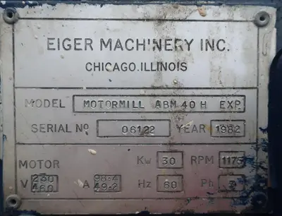 USED EIGER MACHINERY ABM 40H EXP