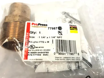NEW VIEGA PROPRESS ADAPTER, 1-1/4" X 1-1/4" FTG X M, MALE