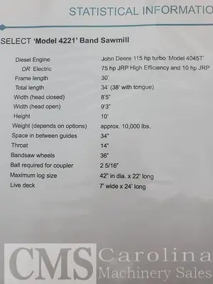 USED 2019 SELECT MODEL 4221 DOUBLE CUT SAWMILL