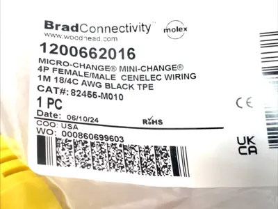 NEW BRADCONNECTIVITY M12 MICRO‑PUSH CABLE 2M A‑CODED FEMALE‑MALE