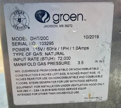 Used 2019 GROEN _UNKNOWN_ Cooking Kettles Ohio US | Palm Beach Restaurant Equipment, LLC #1421293