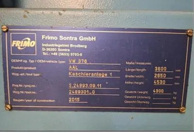 USED 2015 FRIMO SONTRA PRESS LAMINATING MACHINE