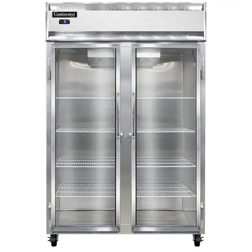 Continental 2FSNSAGD 52" Two Section Reach In Freezer, (2) Left/right Hinge Glass Doors, 115/208-230v