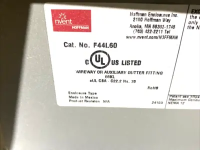 USED HOFFMAN NVENT WIREWAY 4"X4"X60" TYPE 12 LAY-IN HINGED COVER