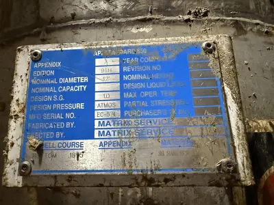 10,000 GALLON MATRIX SERVICE 12' DIAMETER X 12' TALL - 316L STAINLESS STEEL TANK