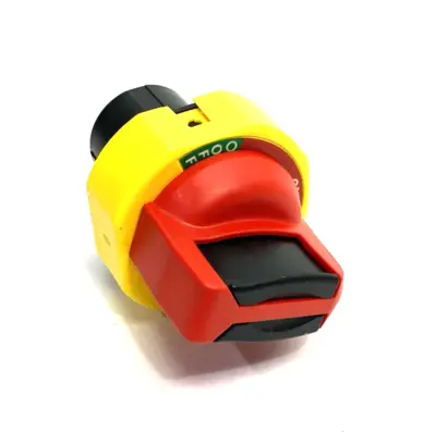 USED ALLEN-BRADLEY SER. A ROTARY DISCONNECT SWITCH HANDLE RED/YELLOW