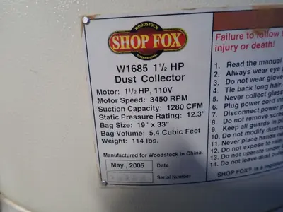 USED 2005 SHOP FOX W1685