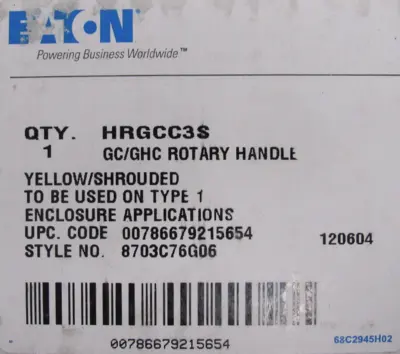 NEW EATON HRGCC3S GC/GHC ROTARY HANDLE YELLOW 8703C76G06