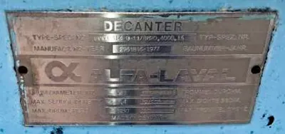 Alfa-Laval UVNX 314B-11G tricanter centrifuge, 316SS.