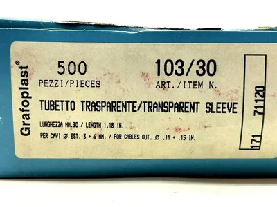 103/30 | Grafoplast  Transparent Sleeves 30mm 10-12AWG PKG OF 500 - New Other