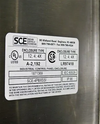 Saginaw Control SCE-4PBXSSI Stainless Steel PBX Enclosure 10x4x4.75" New