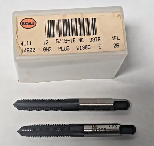 Lot of 2 Besly Tap 5/16 - 18 NC GH3 Plug 4 FL 33TR Brand New USA Made
