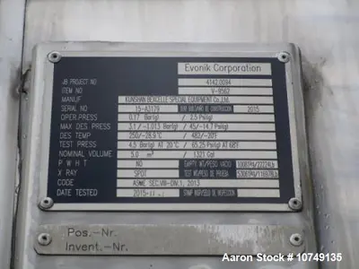 Used 11,360 Gallon Kunshan Bexcelle 316L Stainless Steel Pressure Vessel – Full Vacuum, 45 PSI