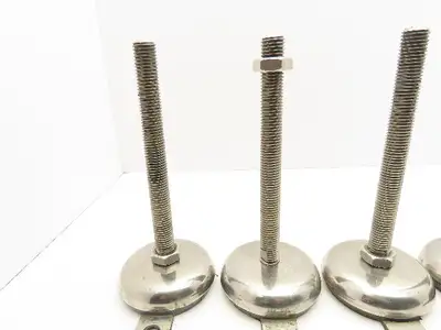 Rubber Bottom Machine Leveling Feet 3/4" Thread 7-1/2" Adjustable Set of 4