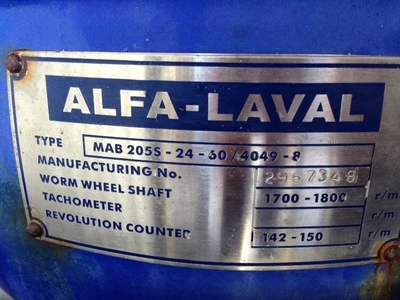 Alfa-Laval MAB 205S-24-60 oil purifier, SS.