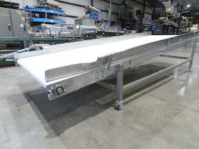 70"x 16' 9" Stainless Portable Incline Conveyor Mattop Belt Food Grade *No Drive