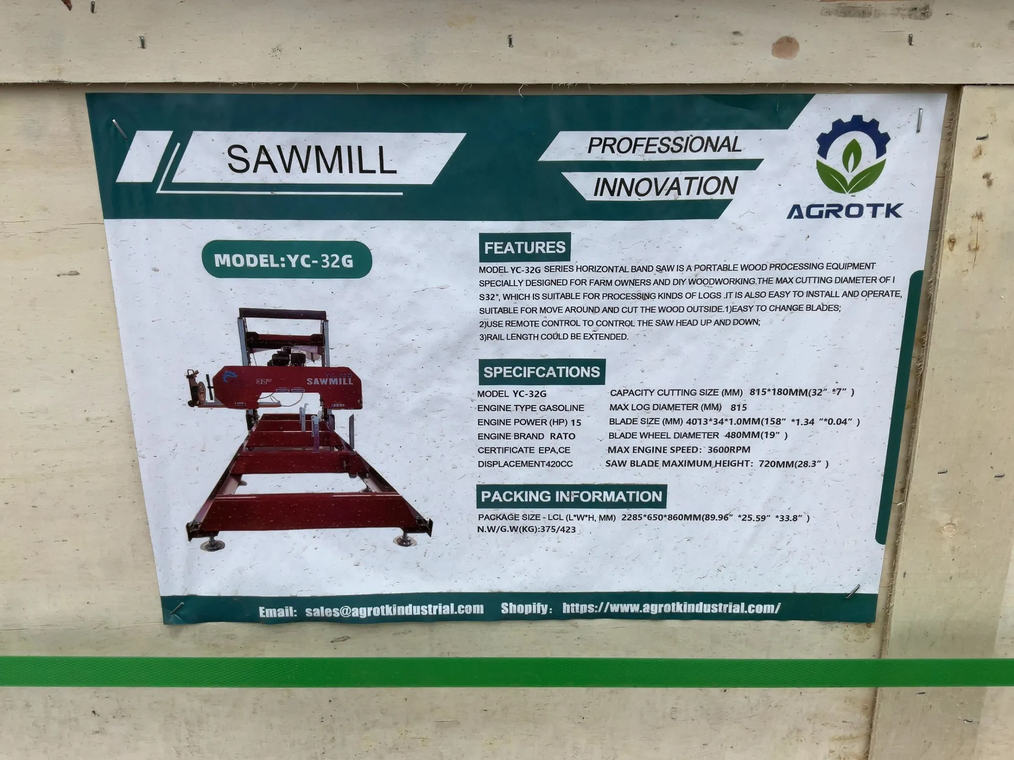 Used AGROTK YC-32G SAWMILL Sawmill Bandsaws Michigan US | Miedema Asset Management Group #1339089