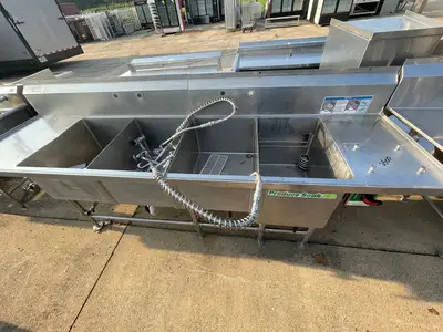 Used Falcon Restaurant Supply Used 111" Stainless Steel 4 Compartment Sink with Produce Soak - SS225 Sinks Illinois US | Falcon Restaurant Supply #1375936