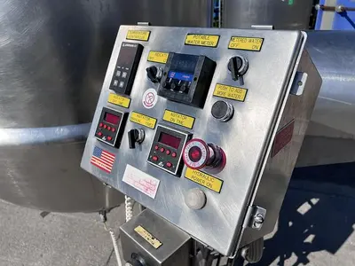 USED J.C. PARDO 200 GAL. DIRECT STEAM, HORIZONTAL AGITATION & SCRAPE SURFACE.