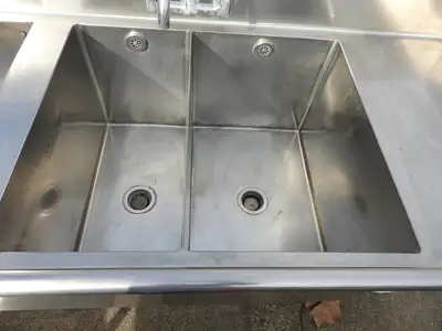 Used Duke Used 3 Compartment Stainless Steel Commercial Sink with Twist Drains and X-Stream Wash - SS18 Sinks Illinois US | Falcon Restaurant Supply #1376484