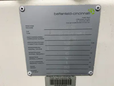 Used 2014 BATTENFELDCINCINNATI MTV 125 PE/2 TWIN L Misc Plastics Equipment Ohio US | HGR 24 #1419032