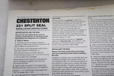 NEW CHESTERTON 042709 221 SPARE PART KIT SPLIT STEAL SEAL-16 SHAFT/2.000 #L-455