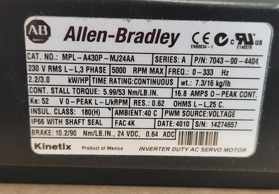 USED Allen-Bradley MPL-A430P-MJ24AA