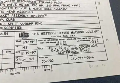 (6) Roberts-Western States G-16 48 x 30 perforate basket sugar centrifugals, 316SS.