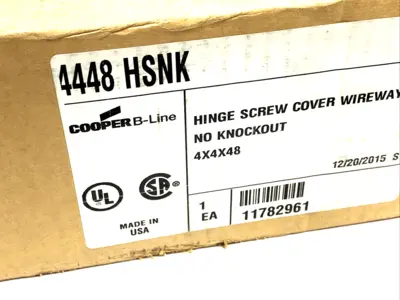 | Eaton 4448 HSNK B-Line Hinged Wiring Trough, Wireway 4" x 4" x 48", Gray, NEMA 1 - New Other