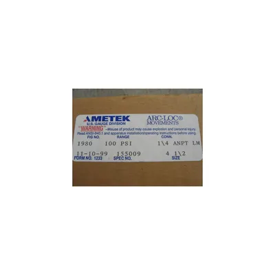 100 PSI Pressure Gauge Ametek 4 1/2" Diameter