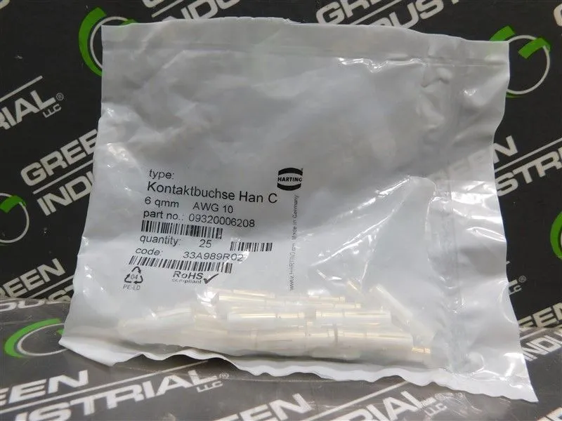 Bag of 25 Harting 09320006208 Kontaktbuchse Han C 6qmm AWG 10 New