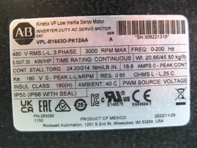 New | in-Stock Allen-Bradley VPL-B1653D-PK12AA Motor Control Parts New Hampshire US | Bitter End Trading #1452760