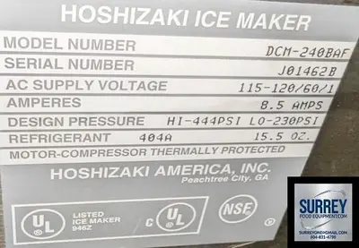 USED HOSHIZAKI DCM-240BAF