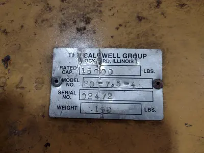15,000 LBS CALDWELL MODEL 20-7.5-4 LIFTING BEAM / SPREADER BAR: STOCK #18009