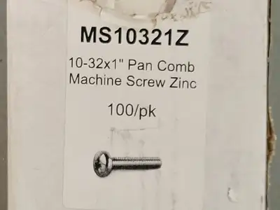 10-32 x 1" Pan Head Machine Screw MS10321Z (Box of 90)