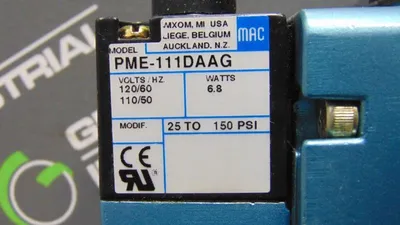 Mac PME-111DA Solenoid Valve w/ PME-111DAAG 120V 60Hz Coil Used