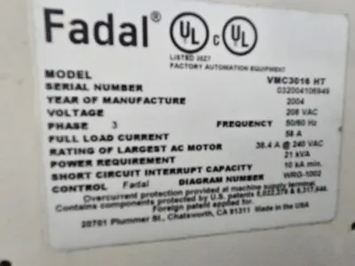 USED FADAL VMC3016