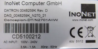 NEW INONET CD5100212 INDUSTRIAL COMPUTER CONCEPTION-DT/N2701AIIW DATRON 0048259K