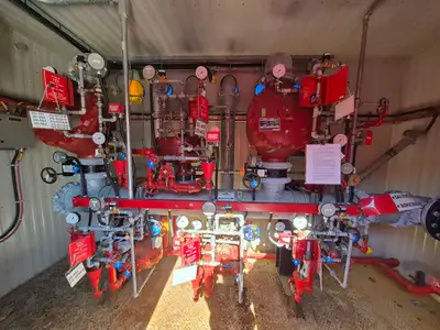 Containerized Foam Fire Suppression System w/ Deluge Valve, Potter Controls & Piping Manifold