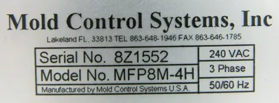 NEW MOLD CONTROL SYSTEMS MFP8M-4H MAIN FRAME WITH CABLES MFP8M4H 240V