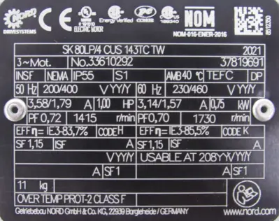 NEW NORD SK1SI63-N140TC-80LP/4 REDUCER 15:1 SK80LP/4 CUS 143TC TW 1HP