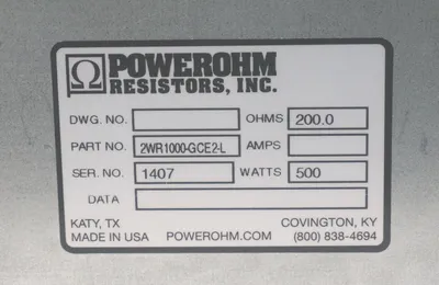 NEW POWEROHM RESISTORS INC. 2WR1000-GCE2-L RESISTOR ASSEMBLY 2WR1000GCE2L