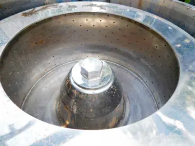 Sanborn 30 x 16 sanitary perforate basket centrifuge, 316L SS.