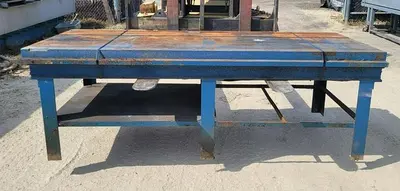 USED SHOP MADE 42'' X 102'' MACHINE BASE T-SLOT TABLE